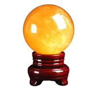 Citrine Crystal Balls| Yellow Calcite Sphere Ball|Feng Shui Desktop Decoration| Lucky Crystal Divination Ball|Office Living Room Study Porch Ornaments,6.3"(16cm)
