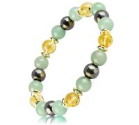 Citrine Crystal Bracelet, Citrine Aventurine Pyrite Crystal Stone Triple Protection Bracelets for Money Wealth Good Luck Prosperity Feng Shui Energy Bracelet, Men Women Handmade Beaded Bracelets