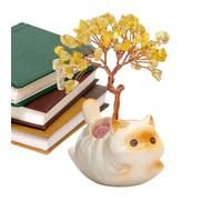 Citrine Crystal Money Tree | Cute Kitten Citrine Statue | Cat Statue