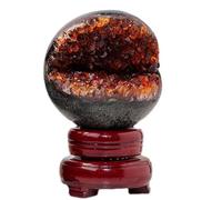 Citrine Druzy Geode Crystal Sphere Ball Feng Shui Ornament with Stand Stone Sphere Ball for Home Decor Fengshui Accessories Divination,75-80mm
