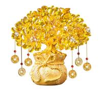 Citrine Fortune Tree Money Pendant Wine Cabinet Decorative Ornaments Crystal Money Tree Feng Shui Bonsai for Fortune Chinese Fortune Tree Money Tree Creative Gifts(S)