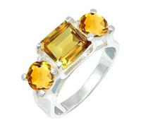 Citrine Gemstone Silver Plated Ring Men & Women Jewelry C1161AI_27_(V)