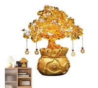 Citrine Money Tree - Decorative Crystal Tree, Handmade Gemstones Money Tree | Citrine Crystal Bonsai Tree, Wealth Feng Shui Ornament, Chinese Good Luck Citrine Pot, Home Decor Gift, Chinese Money Tree