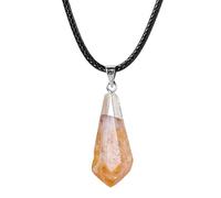 Citrine Necklace - Yellow Crystal Stone Pendant, Natural Energy Jewelry, Healing Gemstone Collection, Elegant Gold Plated Chain | Valentine's Day Birthday Christmas Gift For Women Girls