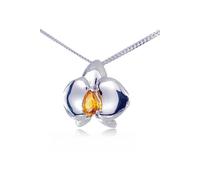 Citrine Orchid Pendant Necklace Ojewellery Silver 18 inches