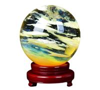 Citrine Quartz Yellow Smelt Quartz Crystal Ball Crystals Gemstone with Stand Crystal Decor Decorative Spheres Spiritual Room Decor Wicca Supplies,100mm
