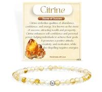 Citrine - Success - Crystal Beaded Bracelets for Women, 925 Sterling Silver 4mm Bead Chakra Stretch Bracelets, Gemstone Natural Stone Ladies Jewellery Gifts