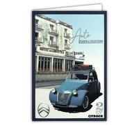 CITROEN 2CV AUTO PASSION COLLECTIONS Officially Licensed Car Card Blue and Shiny Silver - Open Card White 23 x 17 cm - with White Envelope 12 x 17.5 cm - Birthday Leaving Retirement Party