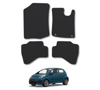 Citroen C1 (2005-2012) Rubber Car Mats Accessories Tailored Fit Compatible Accessory Waterproof Protection Non-Slip Floor Mats Full Coverage Durable Front Rear Set Coverage with Clips