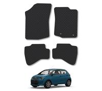 Citroen C1 (2014+) [Hook Clip] Rubber Car Mats Accessories Tailored Fit Compatible Accessory Waterproof Protection Non-Slip Floor Mats Full Coverage Durable Front Rear Set Coverage with Clips