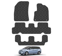CITROEN C4 GRAND PICASSO (2013-2015) Heavy Duty Thick Rubber Car Mats Accessories Tailored Fit Front Rear Set Compatible Accessory Waterproof Durable Non-Slip 5mm Full Coverage Protection with Clips