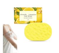 Citronella and Lemongrass Soap Sponge, Gentle Showering Peeling Scrubber, Reusable and Soft, Exfoliating Body Washing, Deep Cleansing Lemon Soap Sponge for Home, Travel for Men and Women (1PC)