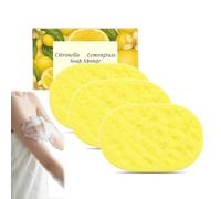 Citronella and Lemongrass Soap Sponge, Gentle Showering Peeling Scrubber, Reusable and Soft, Exfoliating Body Washing, Deep Cleansing Lemon Soap Sponge for Home, Travel for Men and Women (3PC)