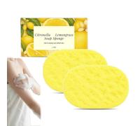 Citronella and Lemongrass Soap Sponge, Gentle Showering Peeling Scrubber, Reusable and Soft, Exfoliating Body Washing, Deep Cleansing Lemon Soap Sponge for Home, Travel for Men and Women (2PC)
