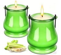 Citronella Candle Outdoor, 120 Hour Citronella Candle Outdoors, Citronella Scented Candles Set 2 Pcs, Glass Jar Candle Set 100% Natural Soy Wax, Candle Gift Set for Home Garden Patio BBQ Party