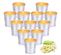 Citronella Candle Set, 12 Pieces, Metal Container, 120-180 Hours Burning Time, Soy Wax, for Outdoor and Indoor Use