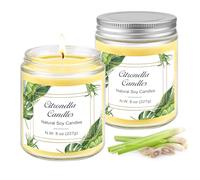 Citronella Candles Outdoor, 2Pack Scented Candles Gift Set in Glass, Natural Soy Wax Candle, 100 Hours Long Burn Portable Citronella Candles for Garden Outdoors Indoors BBQ Camping Patio