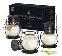 Citronella Candles Outdoor 3 Pack, Vintage Metal Lantern Soy Wax Candles, Long Burning Scented Patio & Camping Candles, Summer Outdoor Decor Gift for Women (3 x 3.5 oz)