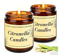 Citronella Candles Outdoor, Citronella Candle Set 250 Hour, Citronella Scented Candle in Glass 2-Pack, 100% Natural Candles Indoor Outdoor Use, Candle Gifts for Camping, Garden, Balcony, Picnic, Patio