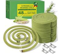Citronella Coils, 432Hour Citronella Incense Coils with 4 Holders, Incense Coils Outdoor with Citronella Oils, Lemongrass Scent Coils 48 Pcs, Incense Coils for Garden Patio Camping