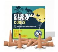 Citronella Incense Cones - 60 Count Citronella Cones Outdoor, Suitable for Patio, Garden, Camping(2 Metal Dishes)