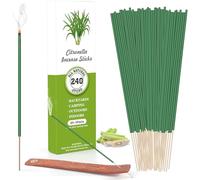 Citronella Incense Sticks 240 Count, Lemongrass Incense Sticks with Holder, Natural Refreshing Citronella Burner, Incense for Home Indoors Outdoor Garden Patio Camping