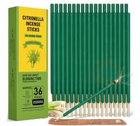 Citronella incense sticks 36 pieces,2.2 hours burning time per stick,natural citronella essential oil,incense sticks for summer, garden, patio, balcony, picnic, camping,table,Travel,BBQ,Backyards