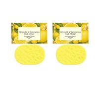 Citronella & Lemongrass Soap Sponge, 2Pcs,Reusable Wash Sponge for Showering, Gentle Peeling Scrubber Bathing Tool, Deep Cleansing Lemon Soap for Bathroom,Travelers, Hotel Spa Men, Women, Family
