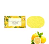 Citronella & Lemongrass Soap Sponge, Deep Cleansing Lemon Soap Sponge, Natural Handmade Lemon Soap Bar for Face & Body, for Women and Men (1PC)