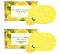 Citronella Lemongrass Soap Sponge - Reusable Wash Sponge for Showering, Gentle Peeling Bathing Tool for Bathroom Travelers Hotel Spa Users Men Women Family Home Travel Washroom Toilet, 2 Pieces