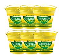 Citronella Outdoor Candle Natural Insect Repellent Scented Candle for Garden, Patio & Camping Assorted Colours Long Lasting Burn Available in Multi-Pack Options (Metal Bucket, Pack of 6)