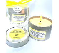 Citronella Scented Soy Wax Candle - Handmade BFC - Citronella Scented 28 Hours Burn Time 4 Oz 100 Grams Soy Wax Candle Silver Brush Finish Tin. Citronella Scented