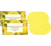 Citronella Soap Sponge, Natural Soap Bar, Lemongrass Organic Soaps Gentle Skin Cleansing, Dead Skin Remover, Gentle Peeling Bath Tool for Bathroom, Travelers (2PC)
