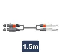 Citronic 1.5M 2 X Female Xlr To 2 X 6.35mm 1/4" Mono Jack Twin Lead / Audio Patch Cable