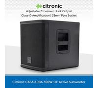 Citronic | Powerful Active Subwoofer | CASA-10BA Active 10" Sub 1000W Peak