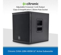 Citronic 178.122UK subwoofer Black Active subwoofer 400 W