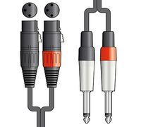Citronic 2 x XLR Female to 2 x 6.3mm Mono Jack Plugs Classic Audio Lead Durable Shielded Professional-Quality Audio Cables for Reliable Sound 0.75 Metre Black