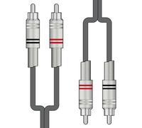 Citronic Audio Lead 2 x RCA Plugs to 2 x RCA Plugs Double Shielded Stereo Audio Cable 12 Metre Black