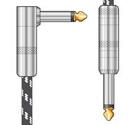 Citronic | Retro-Class Braided Guitar Lead with Pure Copper Conductor & One Right Angled Jack plug | 3 Metre | Black/White