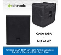 Citronic CASA-10BA 10" 300W Active Subwoofer Bundle + Waterproof Slip Cover Case