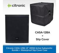 Citronic CASA-12BA 12" 400W Active Subwoofer Bundle + Waterproof Slip Cover Case