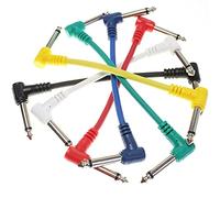 Chord | Audio Patch Lead 6.3mm Mono Jack Plug to 6.3mm Mono Jack Plug | Mixed Colour Pack of 6 | 0.15 Meter Cables