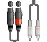 Citronic Classic Audio Lead 2 x XLR Female to 2 x RCA Plugs Shielded Audio Cable for Professional Sound and Reliability 0.75 Metre Black