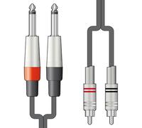 Citronic Classic Audio Leads 2 x 6.3mm Mono Jack to 2 x RCA Plugs - Durable Shielded Audio Cable for Hi-Fi & Studio Use 1.5 Metre Black