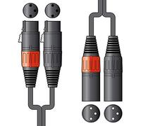 Citronic Classic Audio Leads 2 x XLR Female to 2 x XLR Male Professional Shielded Microphone Cables for Clear Sound Quality 6 Metre Black