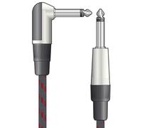 Citronic | Classic Retro Braided Guitar Lead | Anti-Tangle Nylon Cover, Right-Angled & Straight Connectors | 6.3mm Mono Jack Plugs | Black/Red 6 Metres