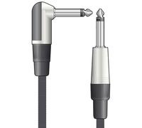 Citronic | Classic Retro Braided Guitar Lead | Anti-Tangle Nylon Cover, Right-Angled & Straight Connectors | 6.3mm Mono Jack Plugs | Black 3 Metre