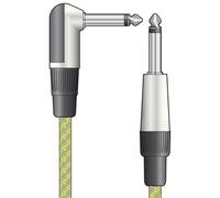 Citronic | Classic Retro Braided Guitar Lead | Anti-Tangle Nylon Cover, Right-Angled & Straight Connectors | 6.3mm Mono Jack Plugs | Gray & Gold 3 Metre