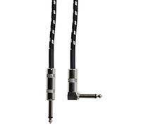 Citronic | Retro-Class Braided Guitar Lead with Pure Copper Conductor & One Right Angled Jack plug | 3 Metre | Black/White