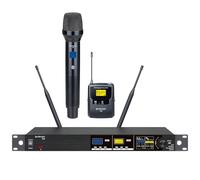 Citronic | TU2 Dual UHF Wireless Microphone System PLL Tuneable 1 Handheld Mic + 1 Bodypack Headset & Lavalier Set for Karaoke, PA, Singing & Events